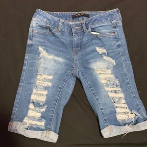 Wax Jean Blue Jean Ripped Shorts Size S
